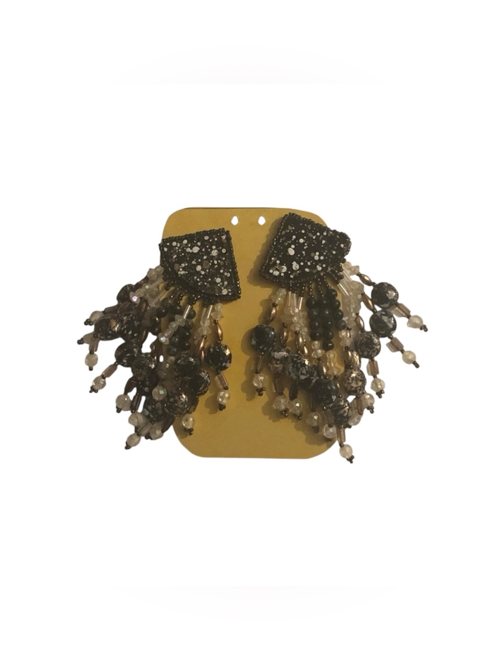 Vintage Black, White, And Gold Dangly Earrings